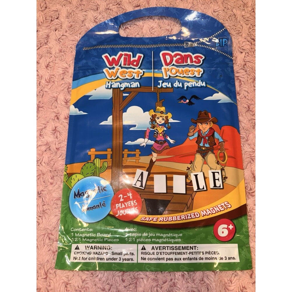 Wild West Hangman Magnetic Game Travel Activity Family Fun 2-4 Players